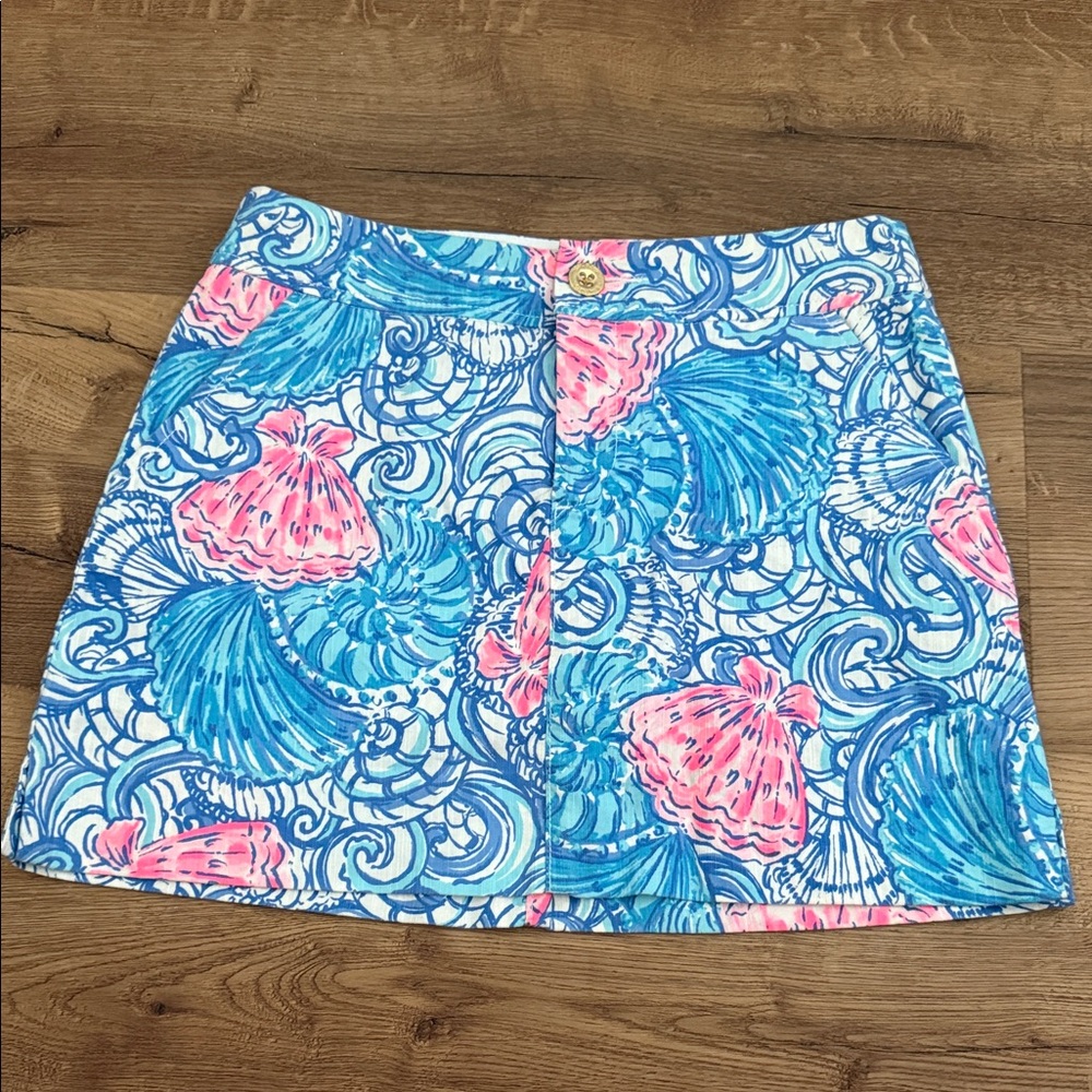 Lilly Pulitzer Blue and Pink Seashell Mini Skort